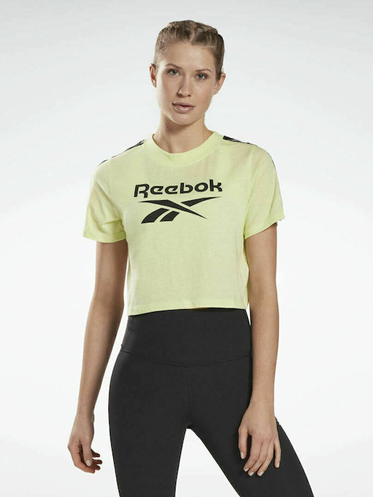 Reebok Training Essentials Tape Pack Crop Top Sportiv pentru Femei cu Mâneci Scurte Semi Energy Glow