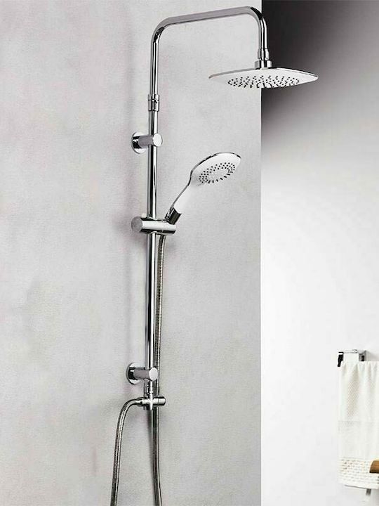 Tema Bianco Adjustable Shower Column without Mixer 85-115cm Silver