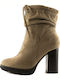 La Coquette B17028 Suede Women's Ankle Boots with High Heel Beige