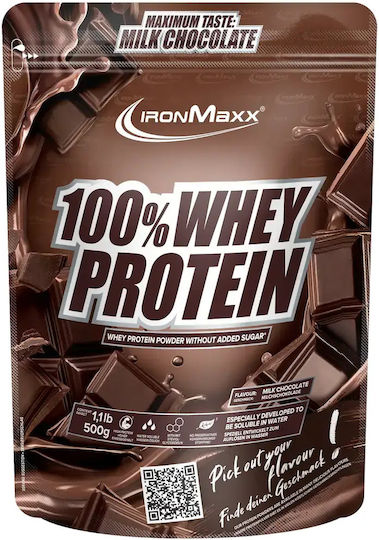 IronMaxx 100% Whey Protein Протеин Суроватъчен Без Лактоза с Вкус Milk Chocolate 500гр
