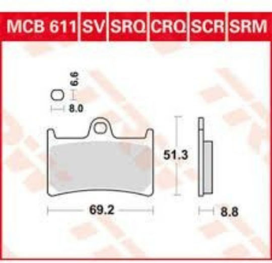 TRW Motorcycle Brake Pads Lukas Brake Pads for Tdm 900 for Yamaha TDM 900 / BT 1100 - Bulldog / FJR 1300 / FZ6 Fazer / MT-01 / MT-07 / MT-09 / TZR / XSR 700