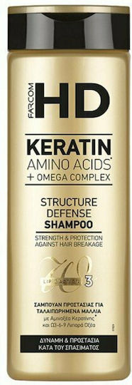Farcom HD Keratin Structure Defense Shampoos Reconstruction/Nourishment & Shine for Fragile, Αντι-Θραύση Hair 400ml