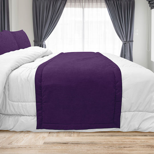 Lino Home Renas Bed Runner Hotel Single L240xW60cm. Purple