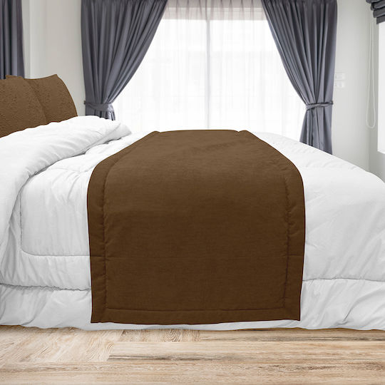 Lino Home Renas Bed Runner Hotel Queen Size L240xW240cm. Brown