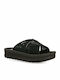 Δερμάτινα Γυναικεία Σανδάλια Flatforms Μαύρα