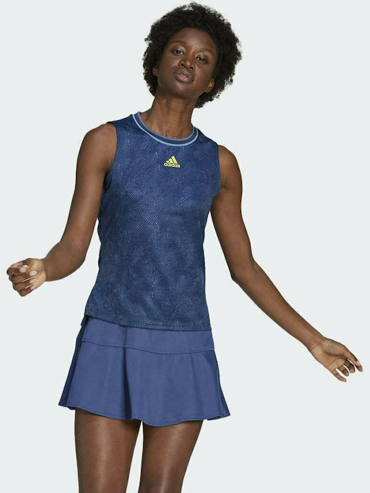 Adidas Tennis Primeblue Printed Match Women's Athletic Blouse Sleeveless Navy Blue