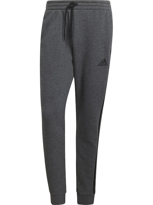 Adidas Essentials 3-Stripes Παντελόνι Φόρμας με Λάστιχο Fleece Γκρι