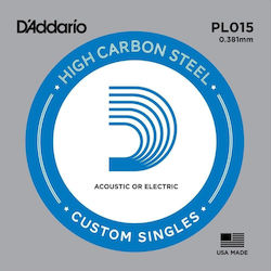 Daddario Einzelne Stahl Saite für E-Gitarre Single Plain .015"