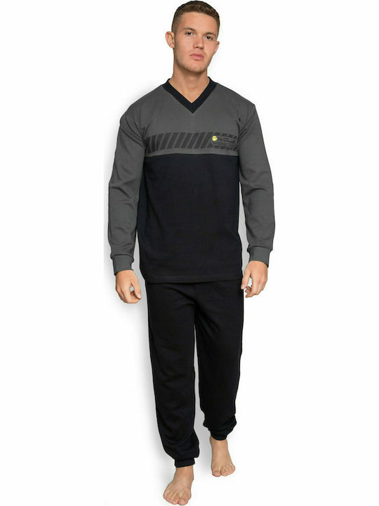 Nina Club Men's Winter Cotton Pajamas Set Charcoal