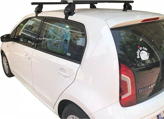 Menabo Steel Car Roof Bars for Volkswagen Up 3D Set with Roof Rack Legs M.P.VWUP.05