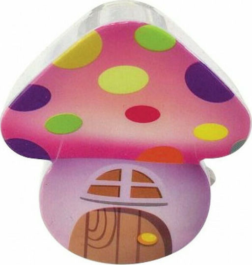 LED Kinder Dekorative Lampe Mushroom Rosa 7x4x8.4εκ.