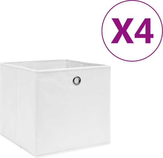 vidaXL Текстилно Кутия За Съхранение Бяла 28x28x28см 4 Бройки