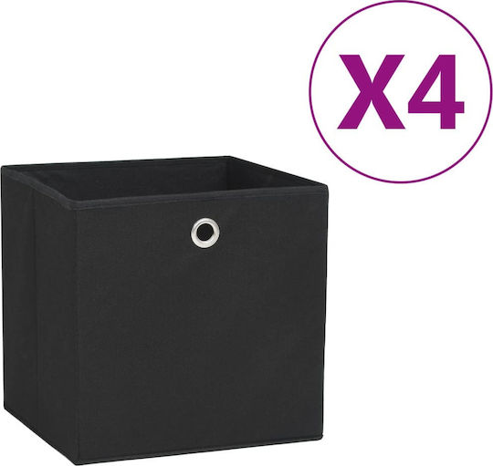 vidaXL Текстил Кутия за съхранение Черен 28x28x28см 4бр