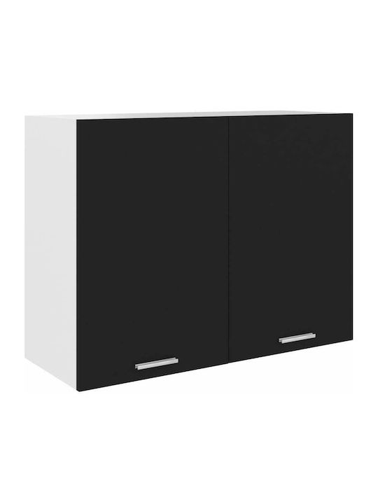 Wall Cabinet Μαύρο L80xW31xH60cm