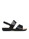 Leather Women's Flat Sandals Anatomic in Black Color