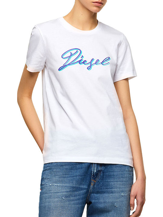 Diesel Γυναικείο T-shirt Λευκό με Στάμπα