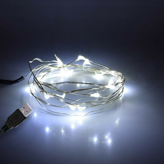 20 Λαμπάκια LED 2μ. Λευκά USB σε Σειρά