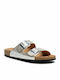 Geox Brionia Leather Women's Flat Sandals Anatomic With a strap In Silver Colour D15LSA 000CF C1007