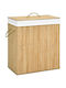 vidaXL Wäschekorb aus Bamboo Faltbar mit Deckel 52x32x62.5cm Beige 100lt