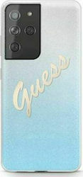 Guess Glitter Gradient Script Tempered Glass Back Cover Multicolour (Galaxy S21 Ultra 5G)
