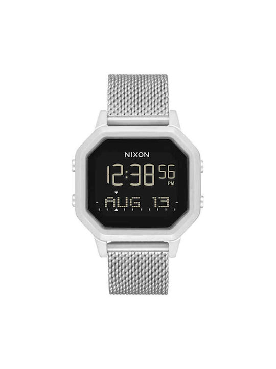 Nixon Τhe Siren Milanese Digital Uhr Chronograph mit Silber Metallarmband