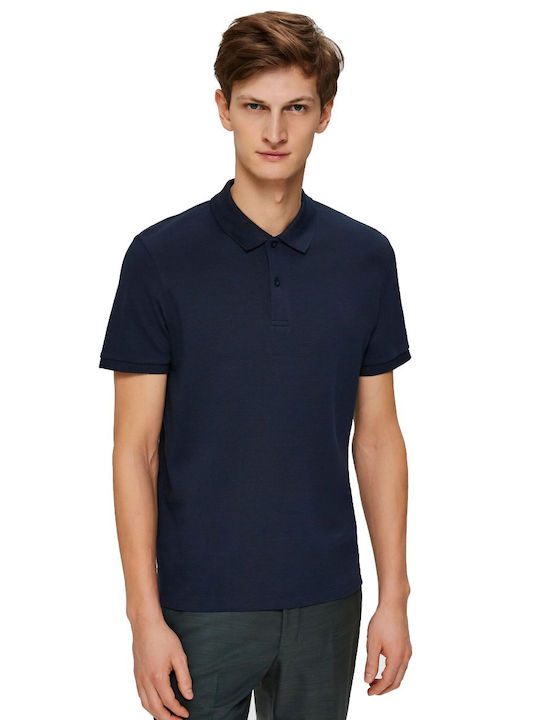 Selected Men's Short Sleeve Blouse Polo Navy Blue