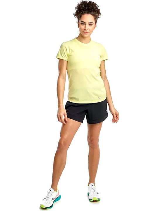 Saucony Stopwatch Damen Sport T-Shirt Gelb
