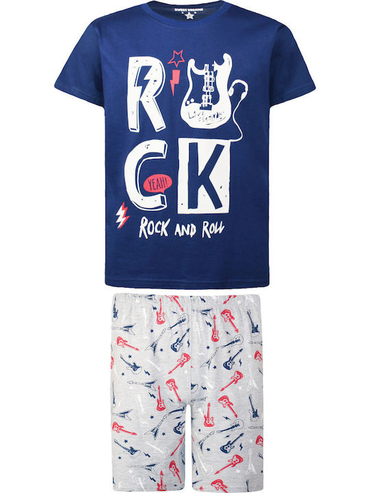 Energiers Set Top & Bottom Kids Summer Cotton Pyjamas Navy Blue