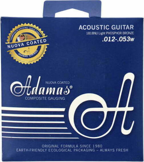 Adamas Nuova Beschichtete Einstellen Phosphor-Bronze Akustikgitarrensaiten 12 - 53" Light