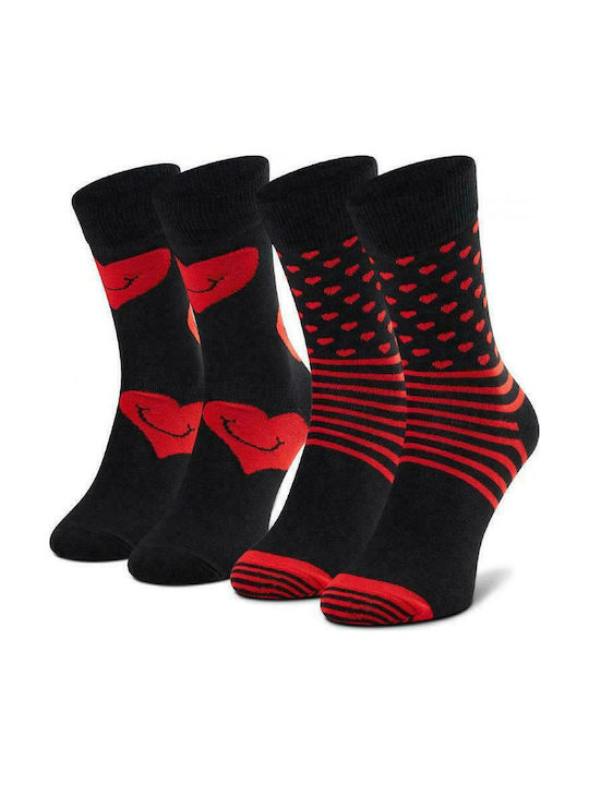 Happy Socks Valentine Γυναικείες Κάλτσες με Σχέδια Μαύρες 2Pack