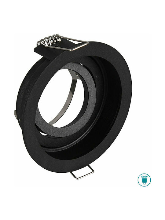 Trio Lighting Kenai Στρογγυλό Μεταλλικό Χωνευτό Σποτ με Ντουί GU10 Κινούμενο Μαύρο