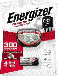 Energizer Lanternă de Cap LED Impermeabil IPX4 cu Luminozitate Maximă 300lm Vision HD Roșu