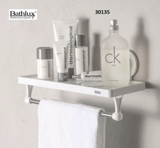 Bathlux Bathlux 30135 Επιτοίχια Ραφιέρα Μπάνιου Πλαστική με 1 Ράφι και Βεντούζες 32x11.7x13.9cm