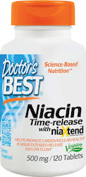 Doctor's Best Niacin Time Release with Niaxtend Витамин 500мг 120 Таблетки