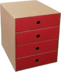 Metron Paper Desktop Drawer 4 Number of Spit 27x35x31.5cm Red 825.10104