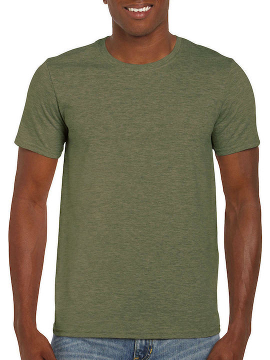 Gildan Softstyle 64000 Ανδρικό Διαφημιστικό T-shirt Κοντομάνικο Heather Military