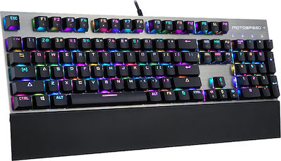 Motospeed CK108 Gaming Tastatură Mecanică cu Outemu Albastru switch-uri și iluminare RGB (Engleză US) Gri