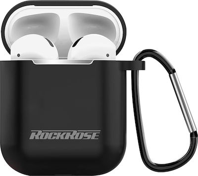 Rockrose Veil II Hülle Silikon mit Haken in Schwarz Farbe für Apple AirPods 1 / AirPods 2