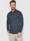 Langärmlig Baumwolle Hemd Polka Dot Marineblau