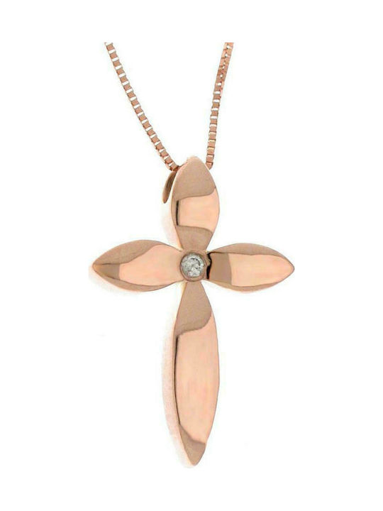 Q-Jewellery Women's Rose Gold Cross 18K