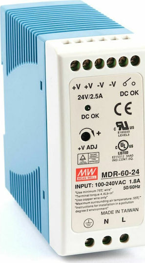 Mean Well DIN Rail Power Supply 2.5A/24V/60W