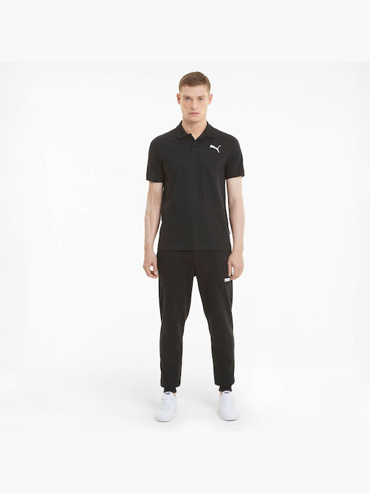 Puma Essentials Ανδρικό T-shirt Polo Μαύρο