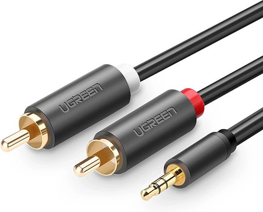 Ugreen 3.5mm Male - RCA Male Audio Cable Black 2m with Gold Plated Terminals 10510
