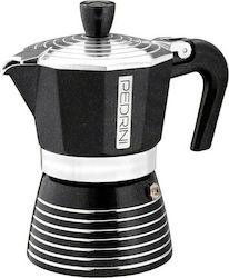 Pedrini Infinity Rock Dark Stovetop Espresso Pot for 2Cups Black