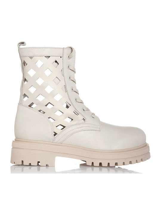 Leather Women's Ankle Boots White