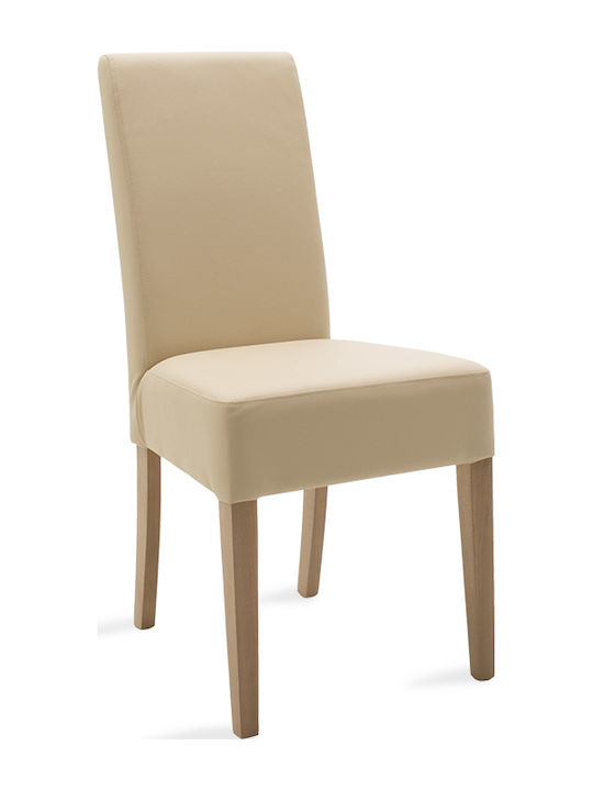 Ditta Dining Room Artificial Leather Chair Εκρού / Sonoma 45x58x96cm