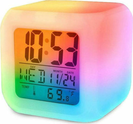 Tabletop Digital Clock LED With Alarm Clock White 01111