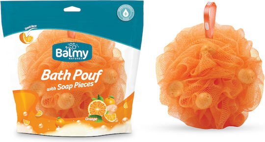 Vican Bath Pouf Sponge with Orange Perfumed Soap Pearls Orange 1pcs