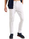 Pantaloni Bărbați Chino Elastic Slim Fit Alb