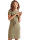 Summer Mini Dress with Tearing Beige